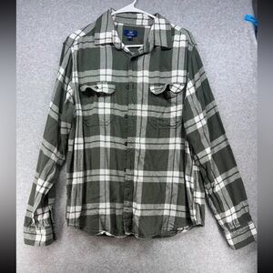 George Green and White Plaid Casual Button Down Shirt